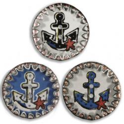Jim Knopf Button from recycled crown cap anchor motiv 26mm