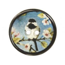 Jim Knopf Resin button Japanese bird motiv 20mm